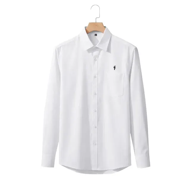 Business Short Sleeve Men's Shirt in Polyester Fabric with Printing and Placket Design