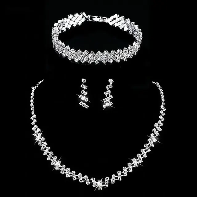 Women's Electroplated Alloy Bridal Jewelry Set with Floral Pattern