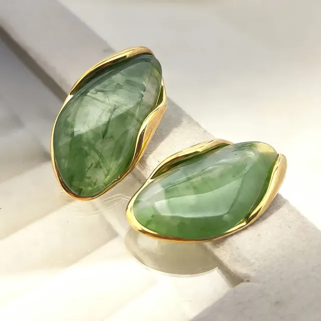 Geometric Maillard Style Resin Earrings for Women Featuring Resin Inlay, Ideal Stud Earrings