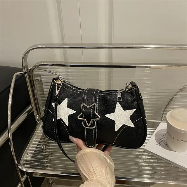 Square PU Underarm Bag for Women with Sewing Thread Detail and Single Shoulder Strap