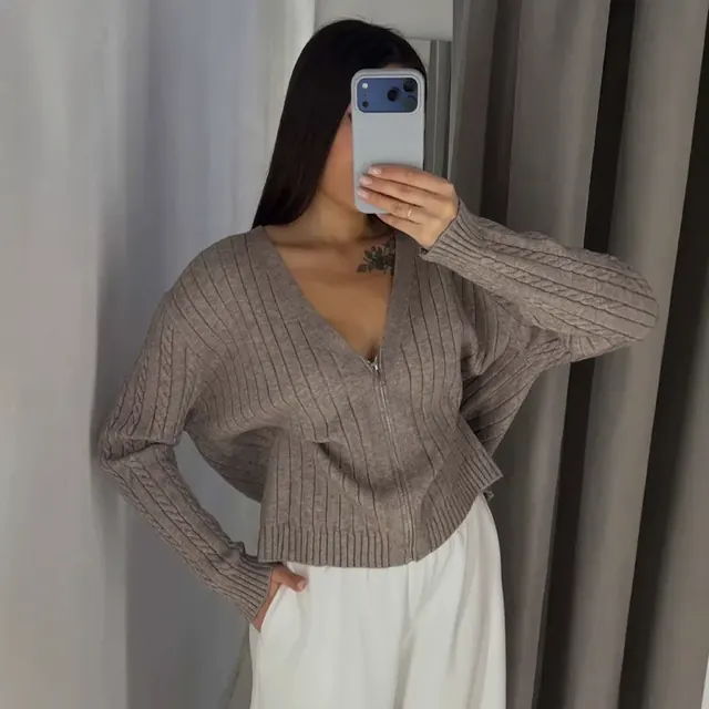 Vintage Style Solid Color Knit Pullover with Hollow Out Craft, Long Sleeve Women's Knit Sweater