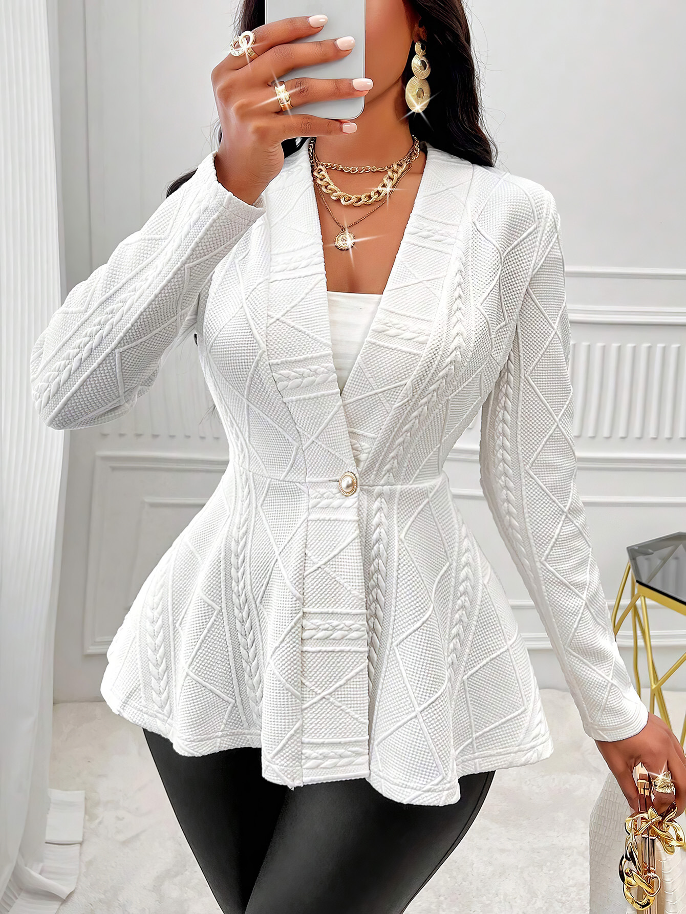 Khaki Jacquard Blazer