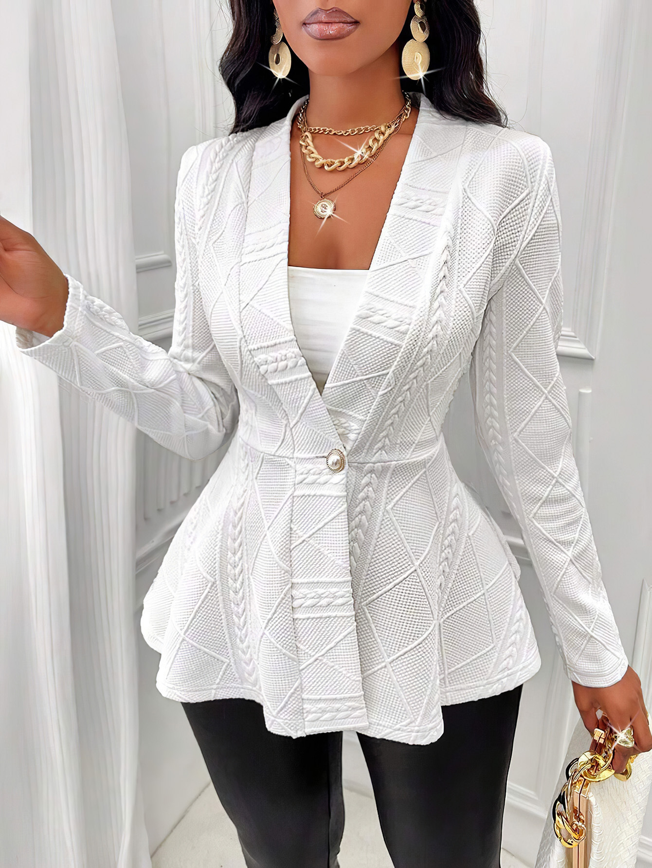 Khaki Jacquard Blazer