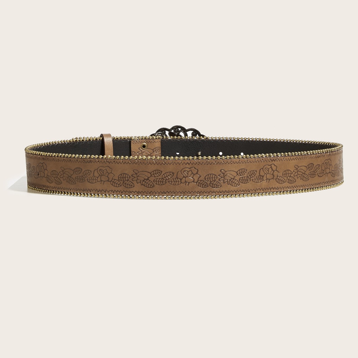 PU Leather Belt Featuring Elegant Butterfly Pattern