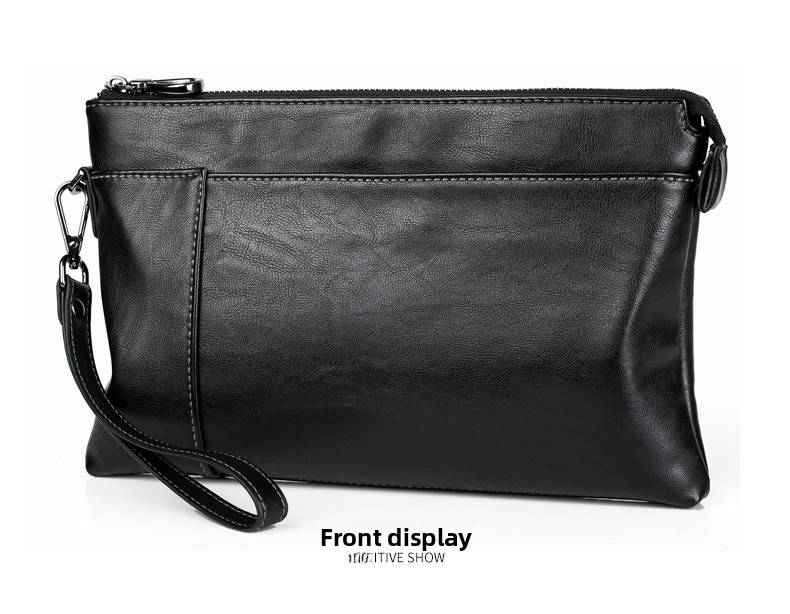 Men's Solid Color PU Leather Clutch Bag