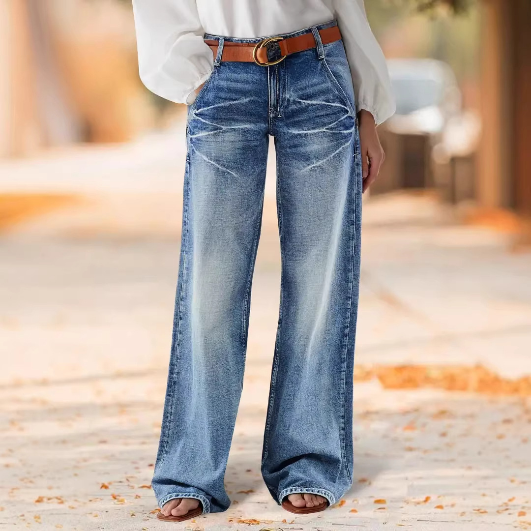 Full Length Women's Jeans In Denim Cotton Fabric