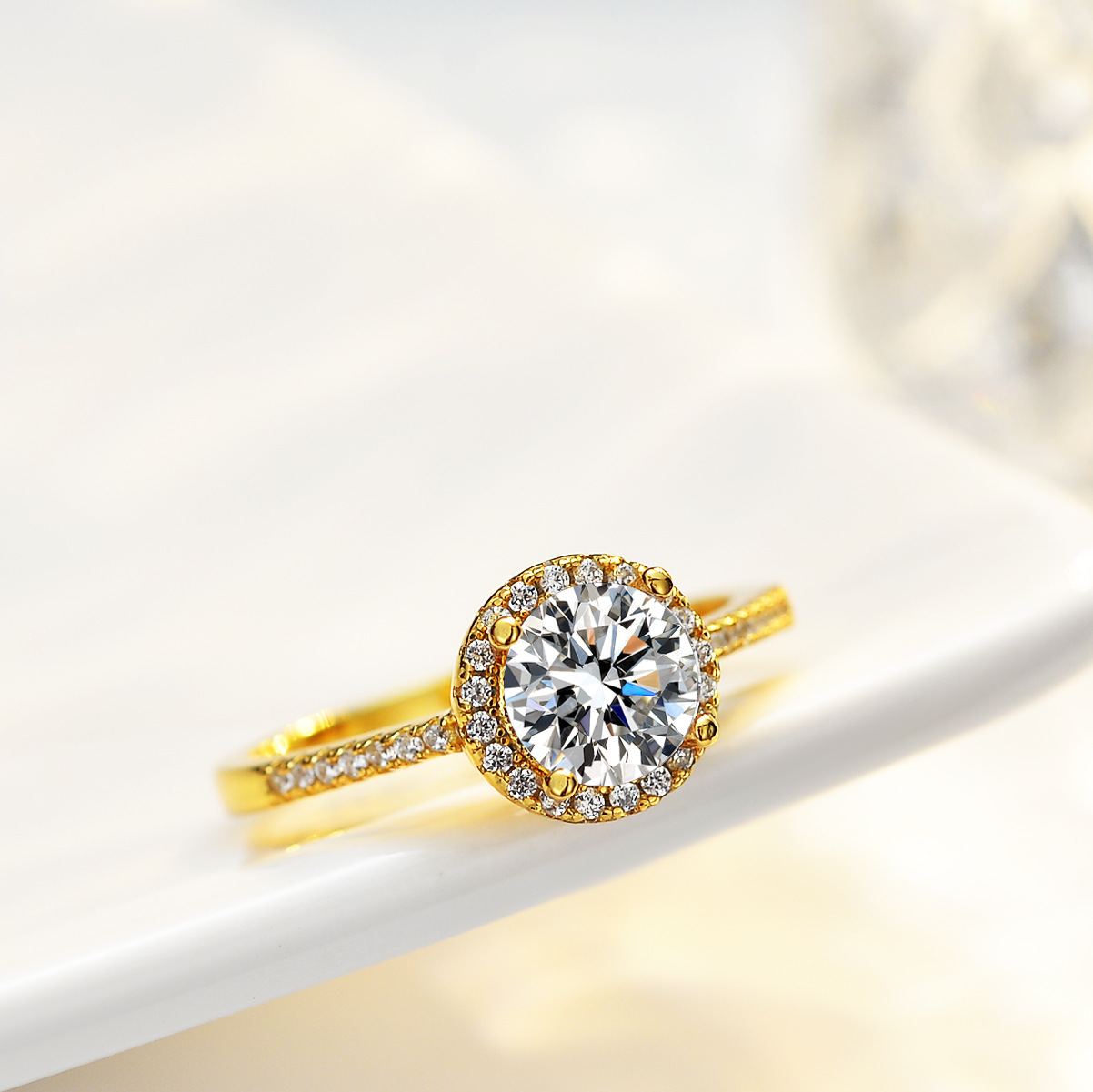 Sweet Star Ring For Women In 925 Sterling Silver With 14K Real Gold Plating