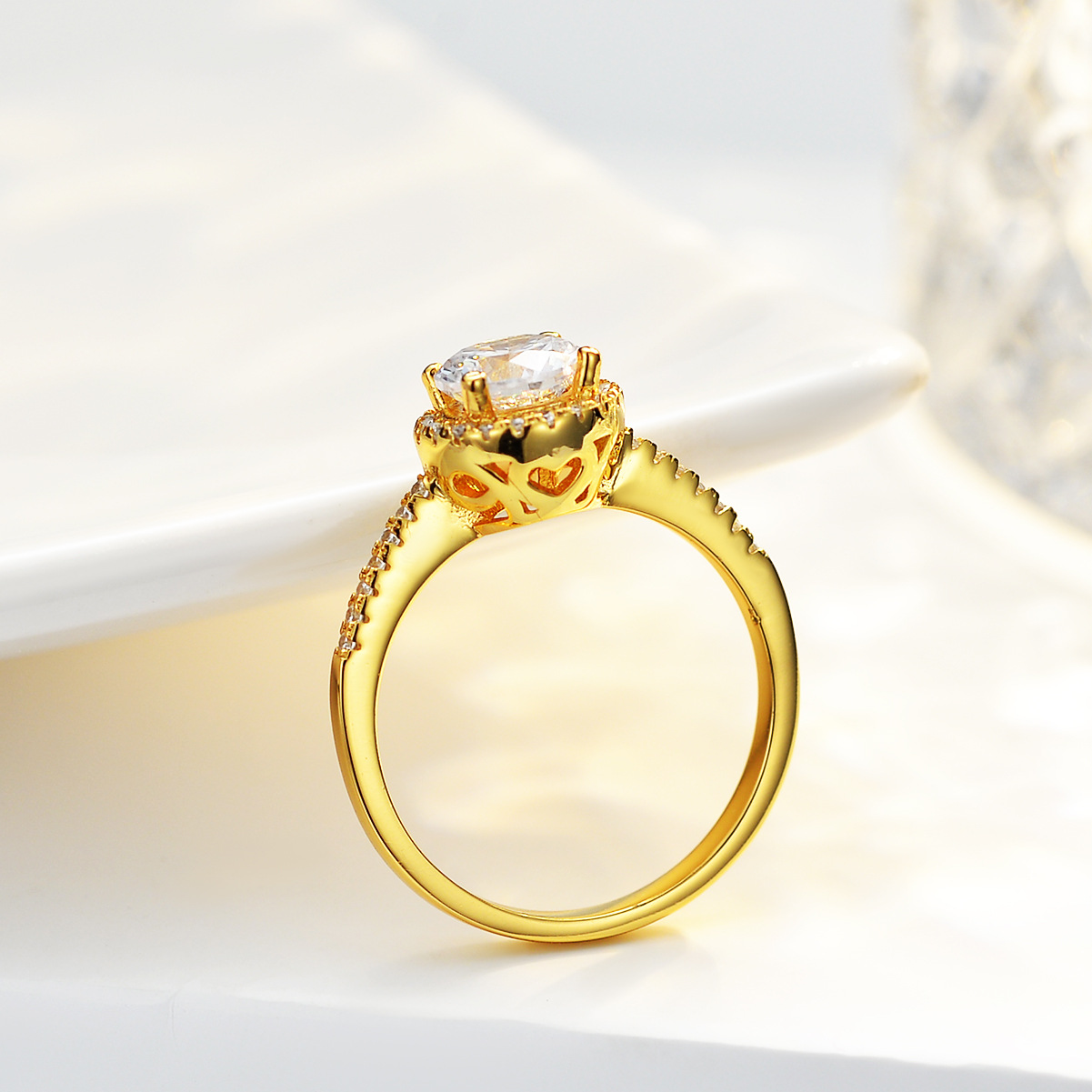 Sweet Star Ring For Women In 925 Sterling Silver With 14K Real Gold Plating
