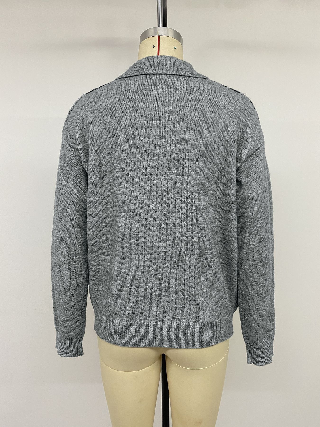 Vintage Style Knitted Acrylic Long Sleeve Pullover