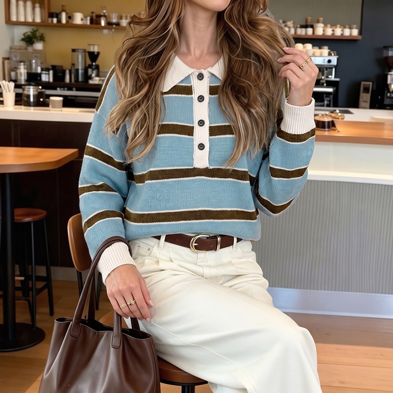 Casual Stripe Sweater With Long Sleeve