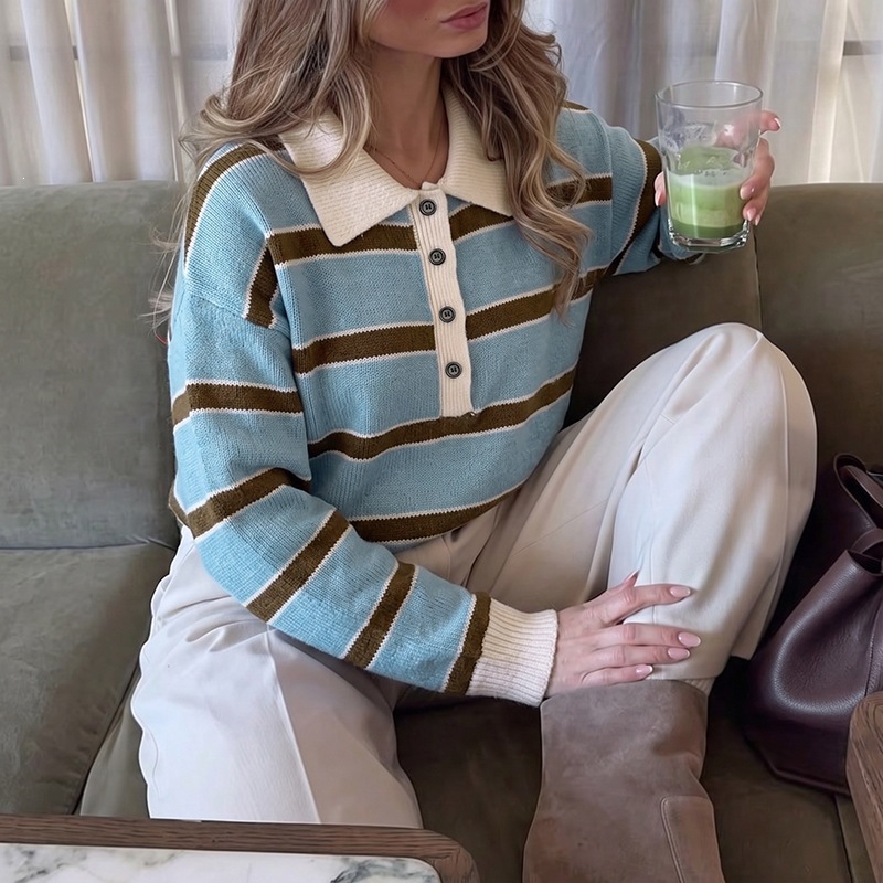 Casual Stripe Sweater With Long Sleeve