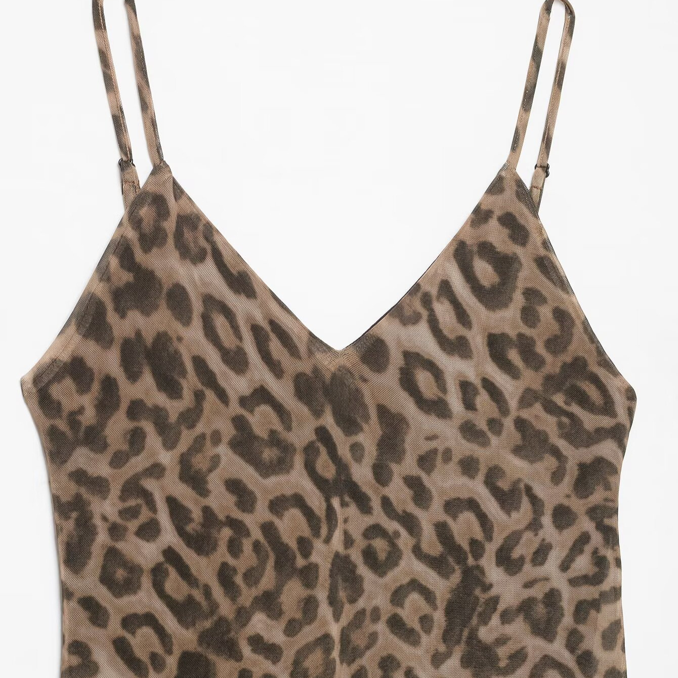 Leopard Print Sleeveless Strap Maxi Long Dress