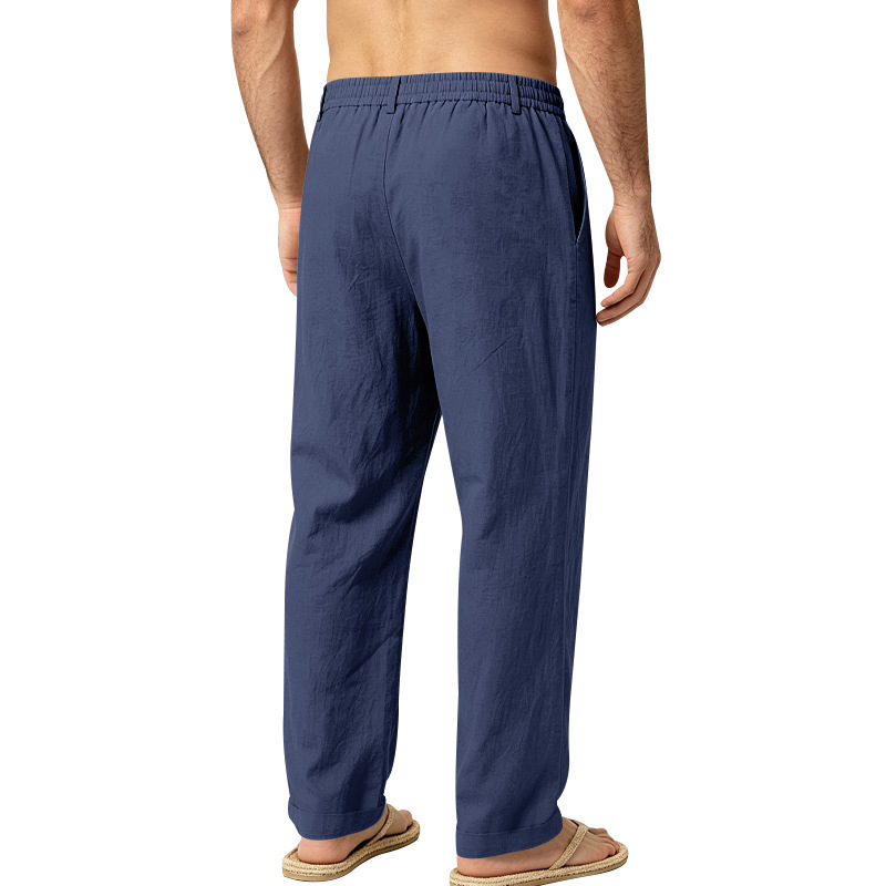 Men's Casual Solid Color Full Length Linen Pants