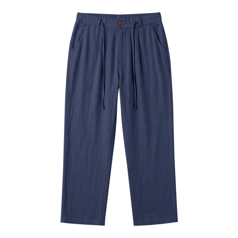 Men's Casual Solid Color Full Length Linen Pants