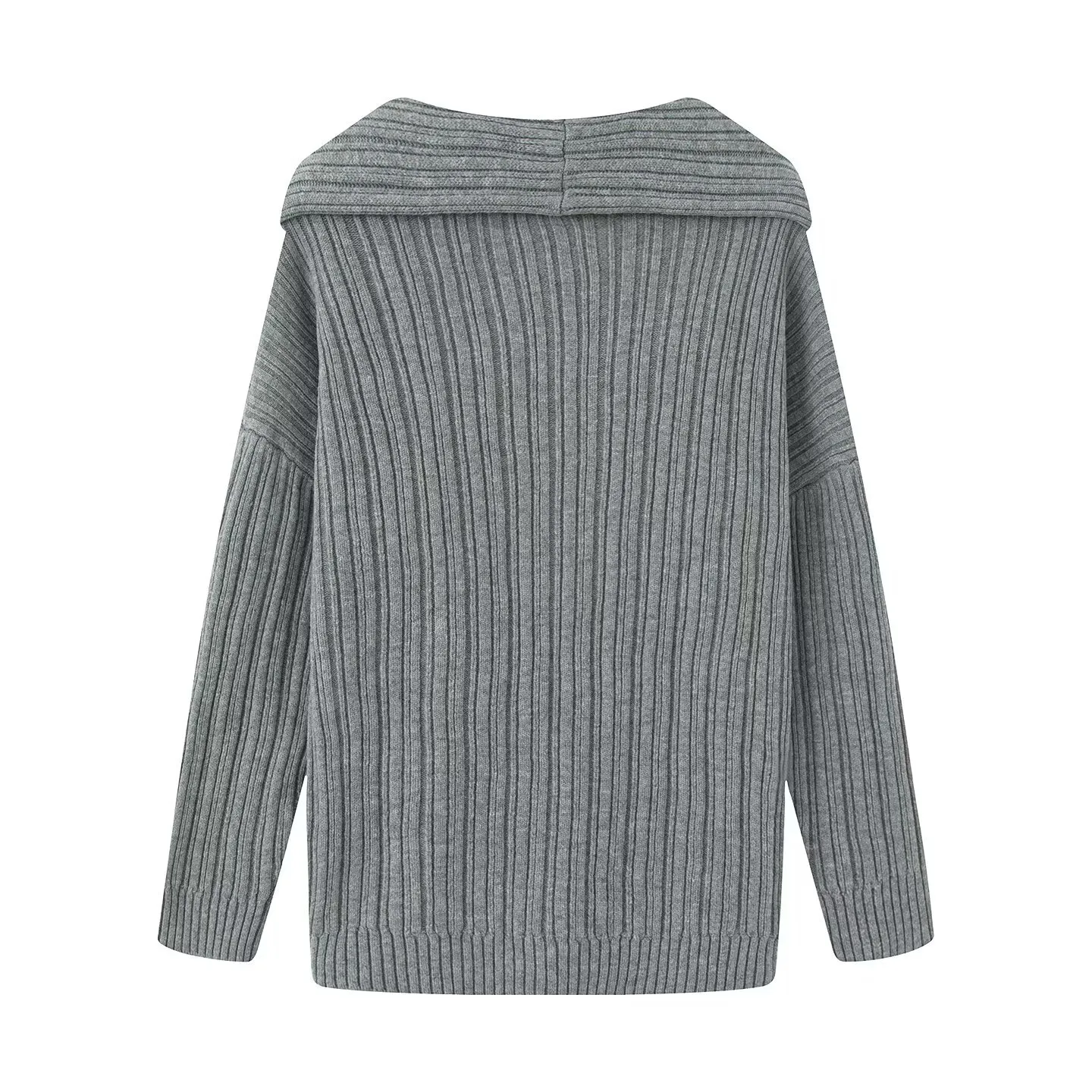 Women's Solid Color Loose Fit Boat Neck Long Sleeve Polyester Sweater