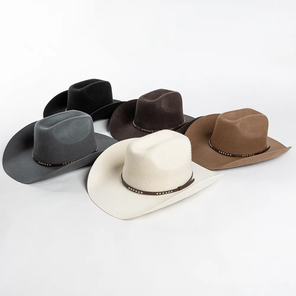 Casual Knitted Round Crown Cowboy Hat for Autumn