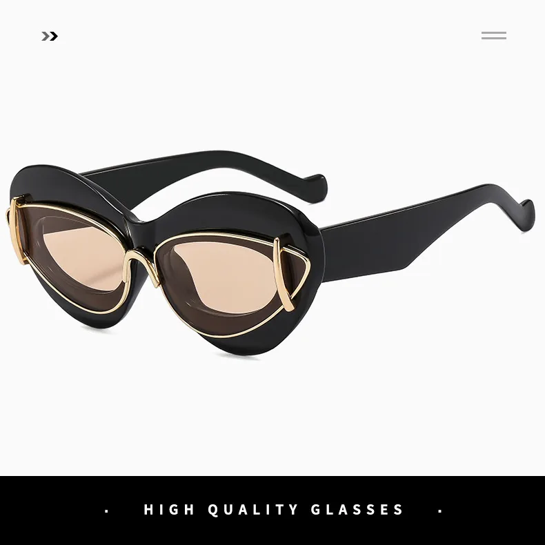 Women’s Cat Eye Full Frame Sunglasses with PC Lens Material in Dyed Black, Perfect for Summer
