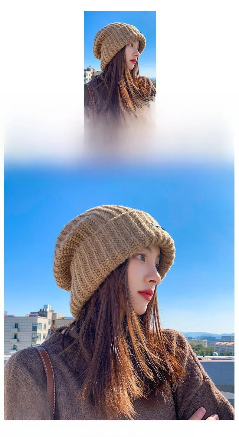 Women's Winter Knit Wool Beanie Hat Brimless for Cold Weather
