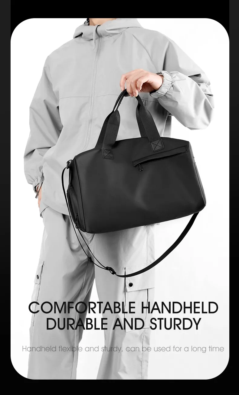 Unisex Solid Color Travel Bag in PU Leather with Water Resistant Feature and Stylish Sewing Thread Detail