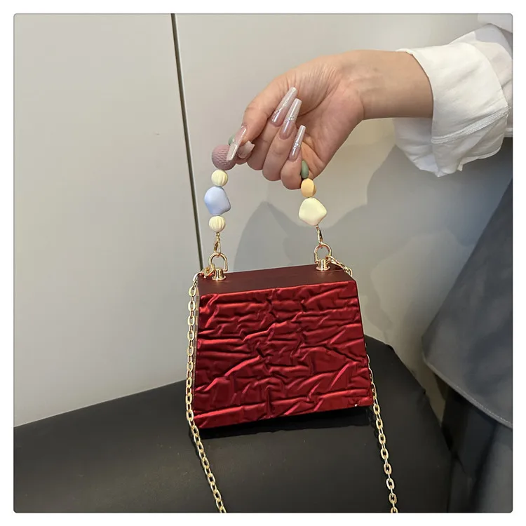 Square PVC Evening Bag with Chain Strap, Stylish and Elegant Accessory for Special Occasions