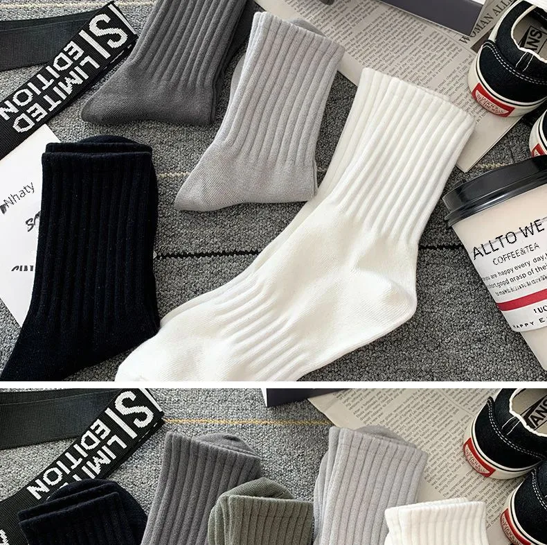 Zhuji socks men's winter men's stockings black and white autumn and winter stockings deodorant sweat-absorbent breathable sports fashionable socks