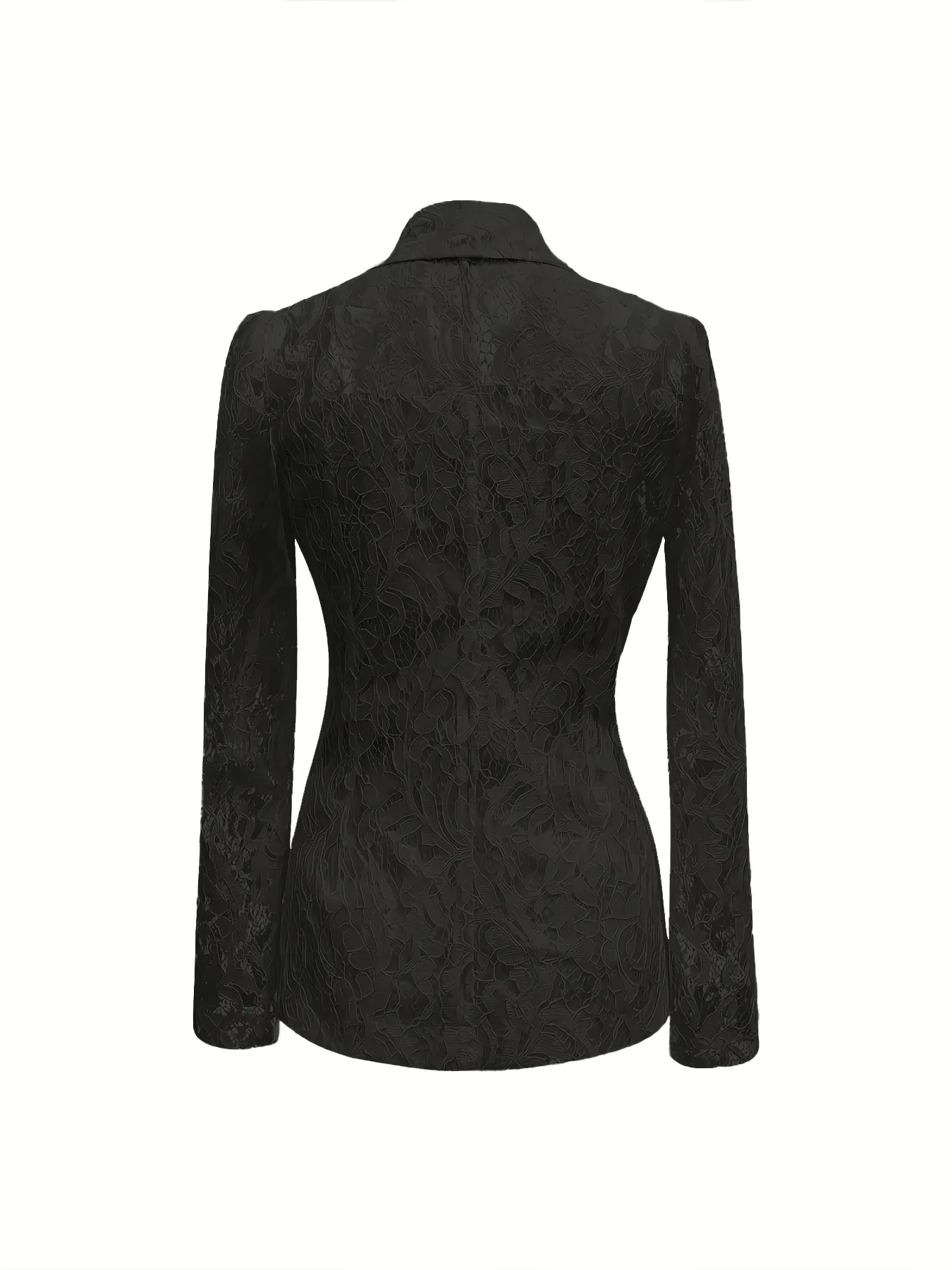 Elegant Lace Polyester Blazer with V Neck and Single Breasted Closure