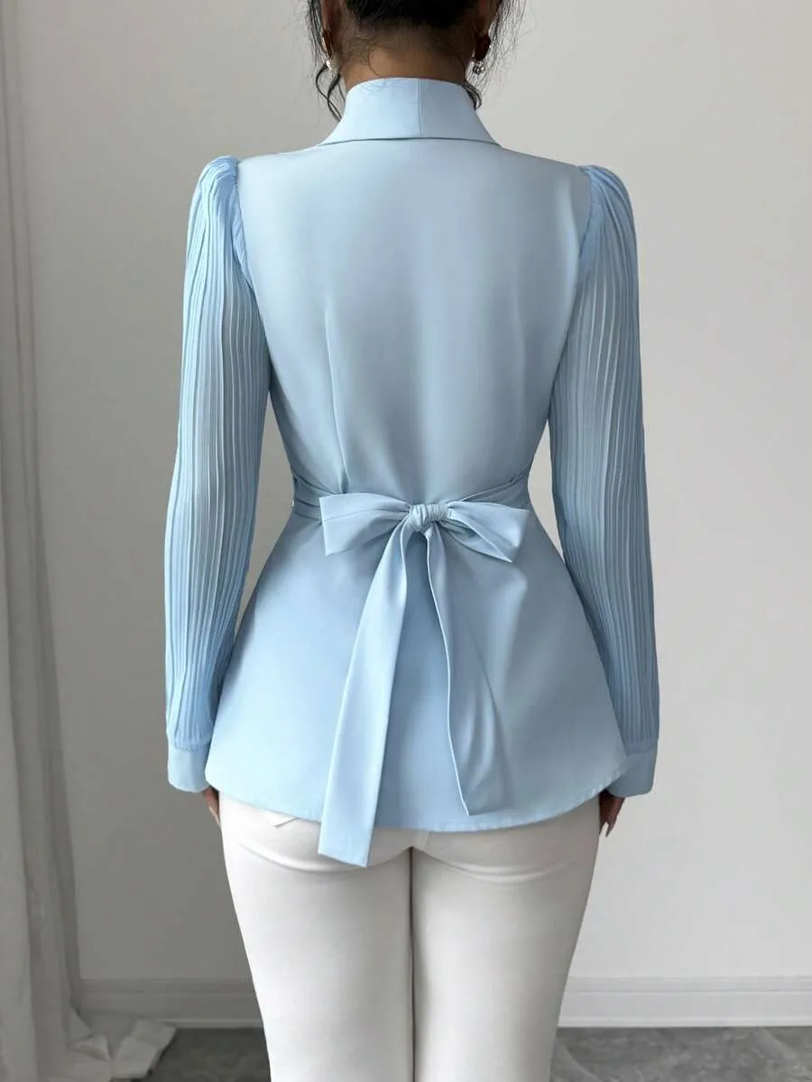 Elegant Solid Color Polyester Blazer with Long Sleeves, Metal Craft, and Single Breasted Design