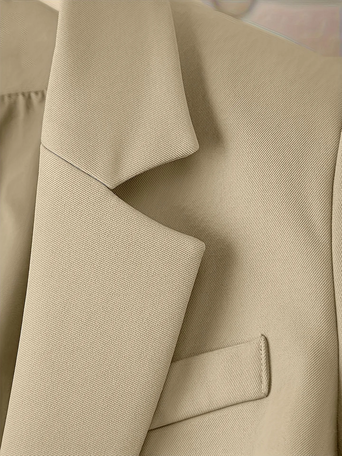 Solid Color Casual Polyester Blazer with Double Breasted Craft and Nine Points Sleeve