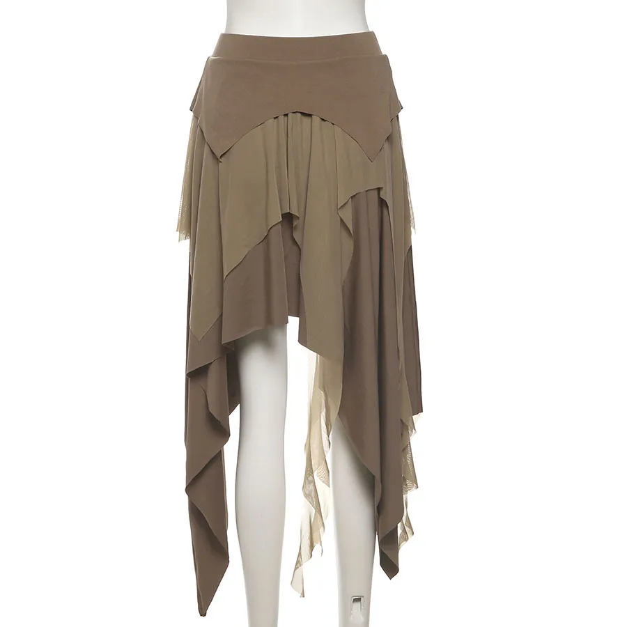 Polyester A-Line Skirt featuring Asymmetrical Design for a Stylish Look