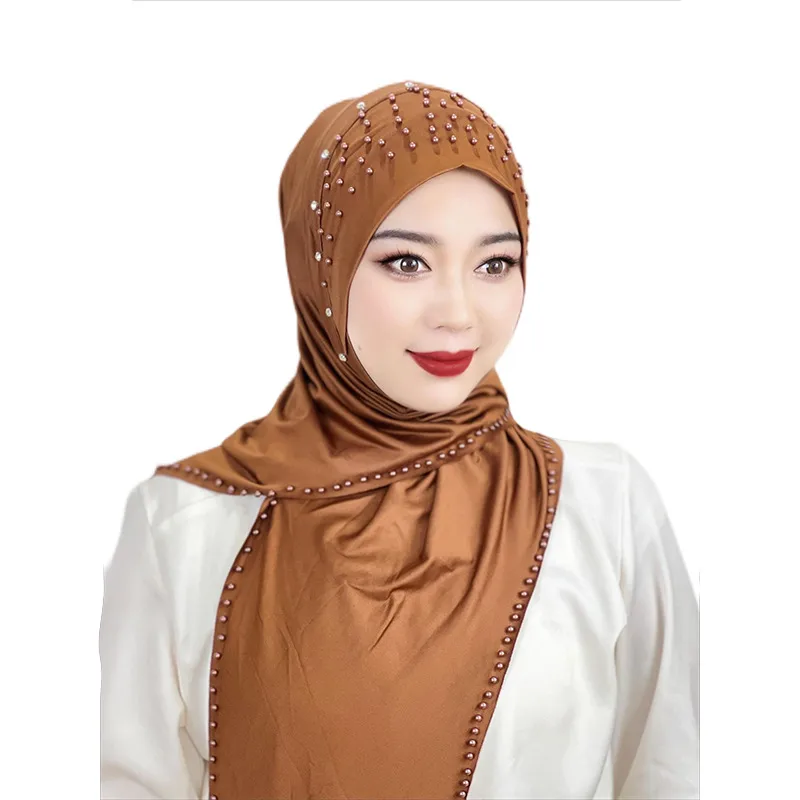 Solid Color Polyester Scarf for Women in Khaki, Suitable for All Seasons