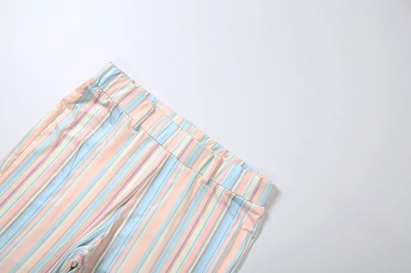 Sexy Color Block Pant Co-ord Set in Milk Fiber Fabric Featuring Printing with Sleeveless Design and Tube Bra Neckline