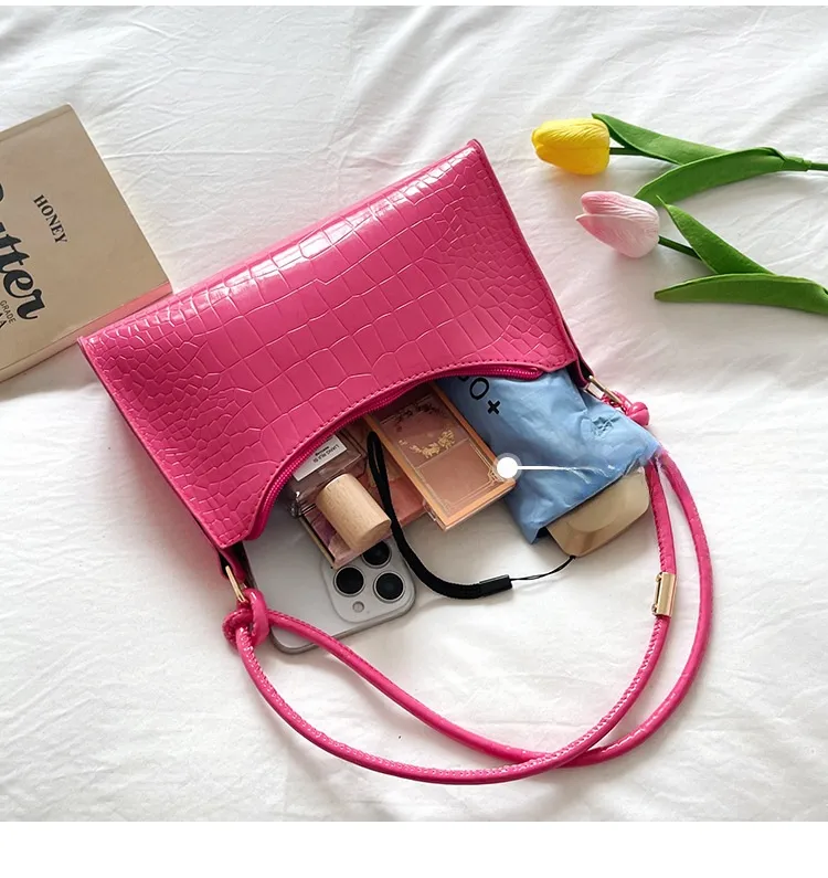 Women’s Square PU Leather Shoulder Bag with Sewing Thread Detail, Single Shoulder Strap, Perfect for Spring & Summer