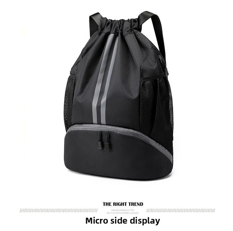 Men's Sport Drawstring Backpack in Oxford Cloth Featuring Basketball Design for Active Use