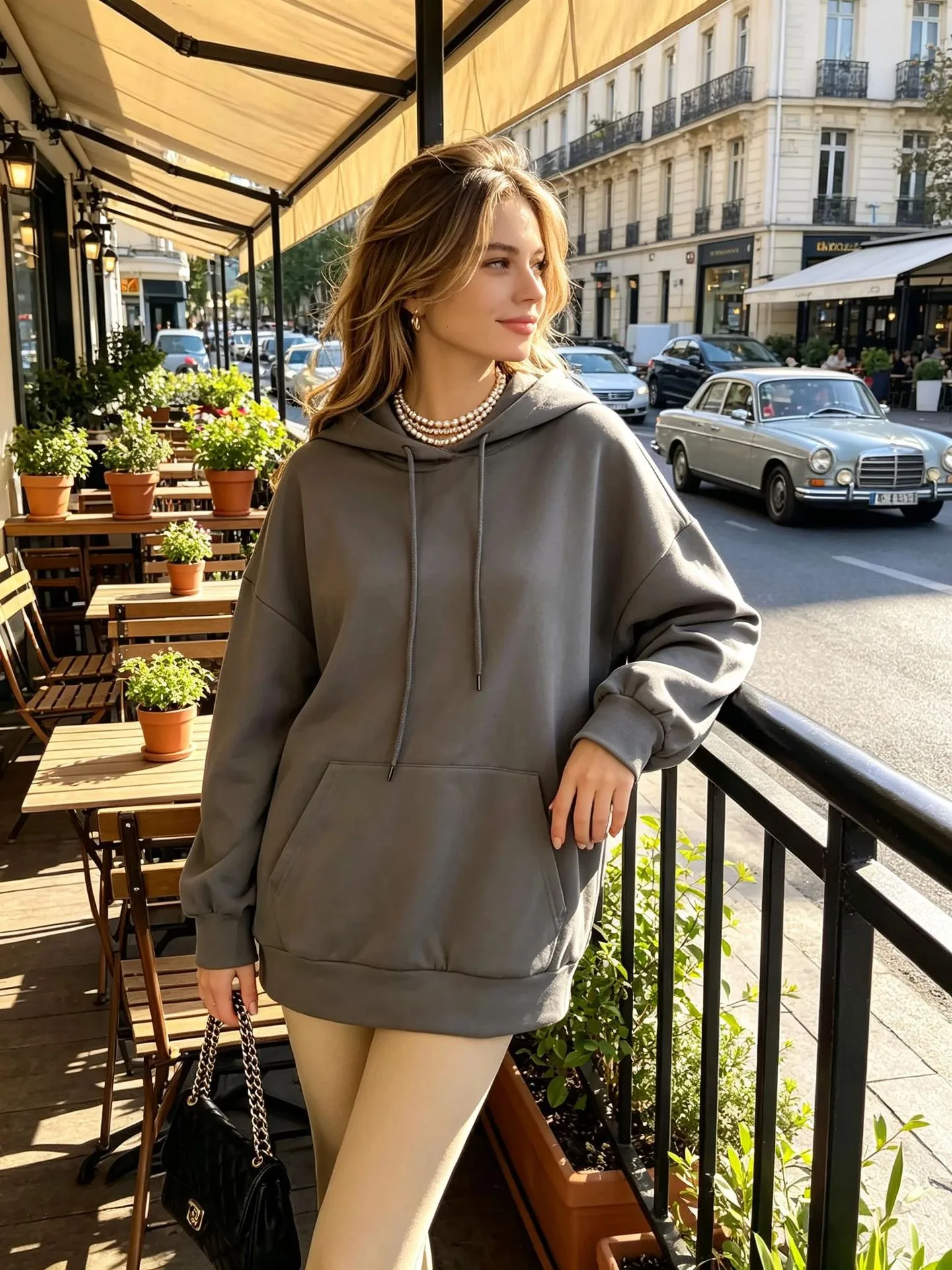 Solid Color Polyester Pullover Hoodie for Women with Casual Long Sleeves and Hooded Design
