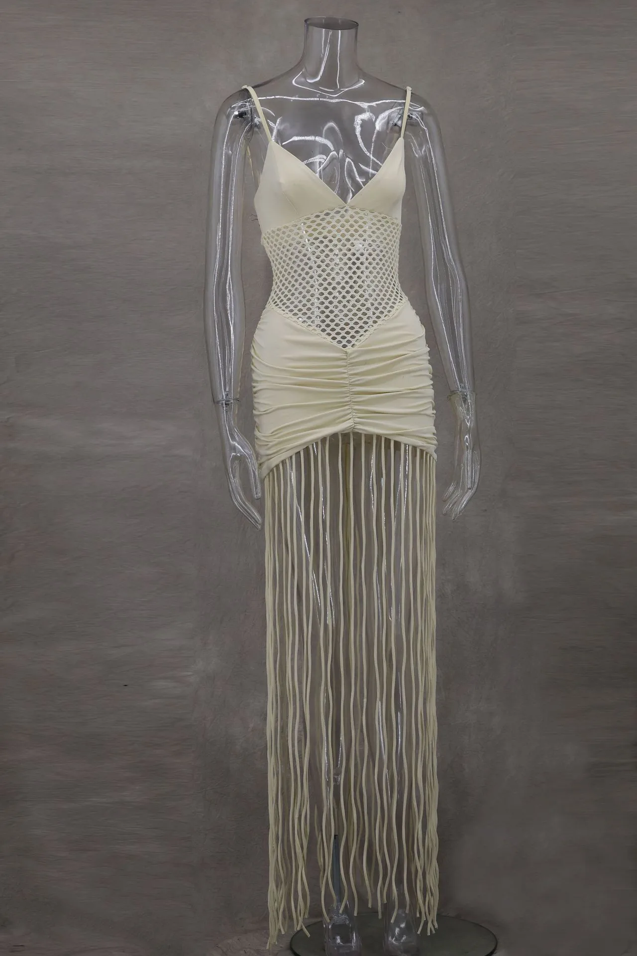 Solid Color Sleeveless V Neck Maxi Tank Dress for Nightclub