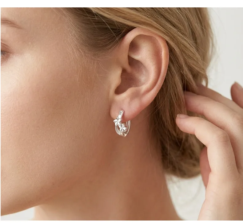 Silver Star Earrings for Women Featuring 925 Sterling Silver Ear Pins