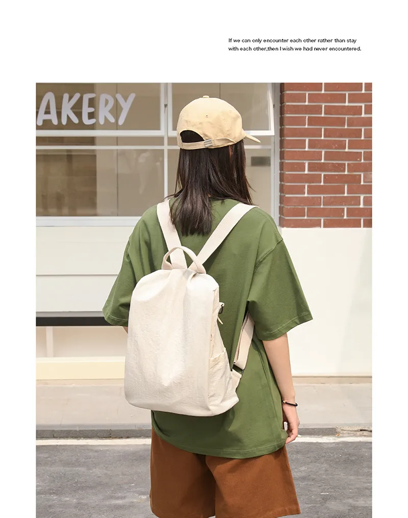 Solid Color Canvas School Backpack for Women, Soft and Comfortable, Perfect for Summer