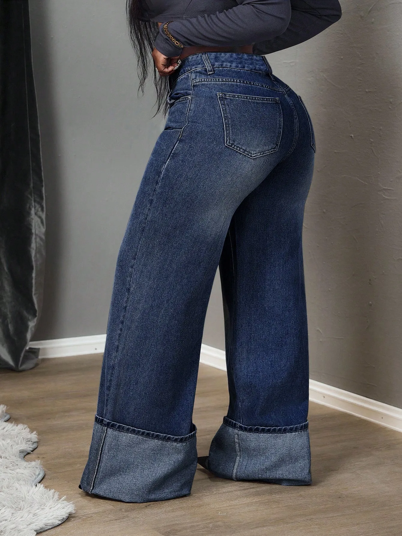 Slim Fit Full Length Women's Jeans in Denim Cotton Fabric with Washed Craftsmanship, Inelastic for Autumn