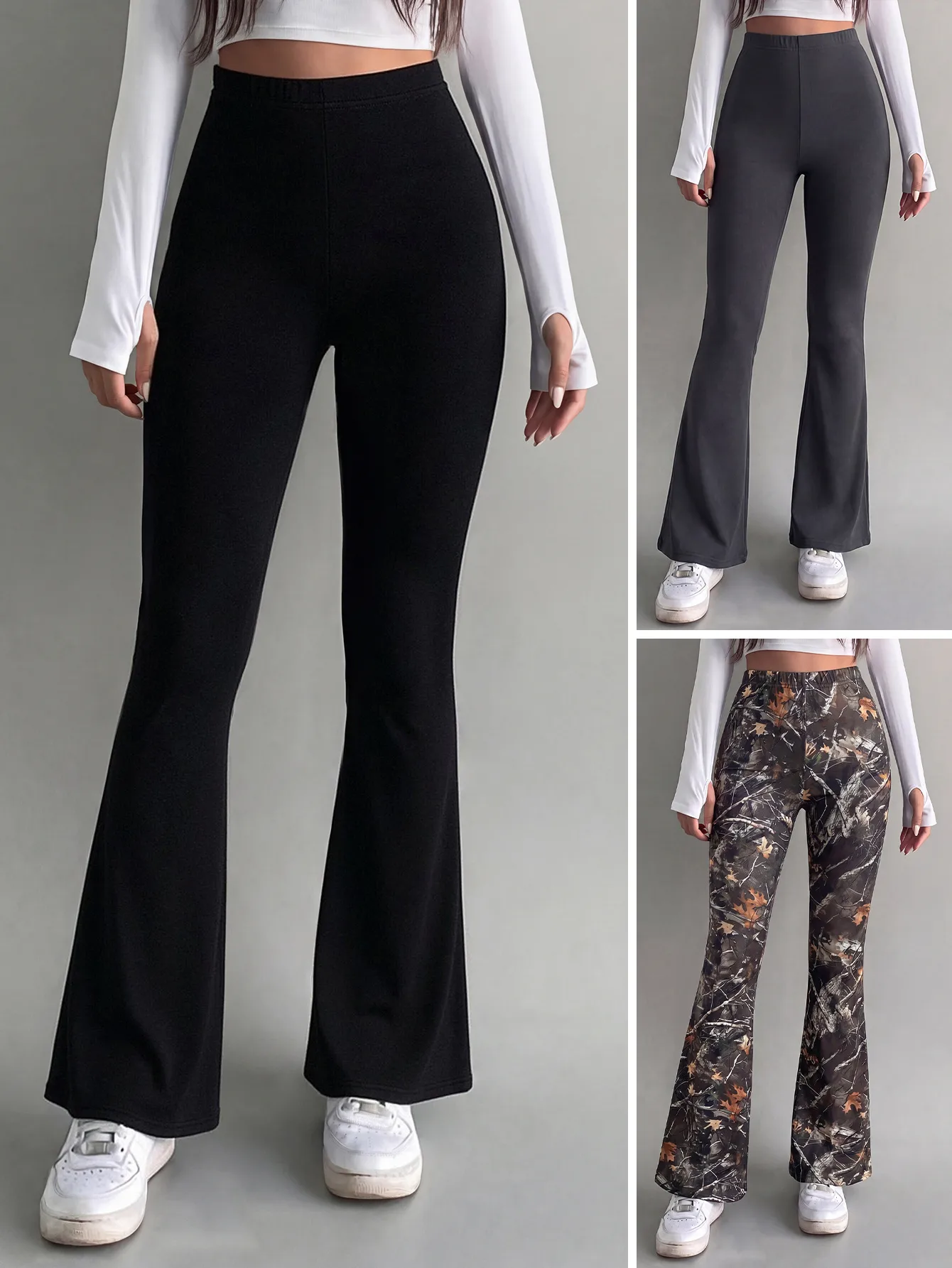 Solid Color Full Length Leggings for Yoga in Casual Style, Made with Polyester Fabric Featuring Patchwork Craft