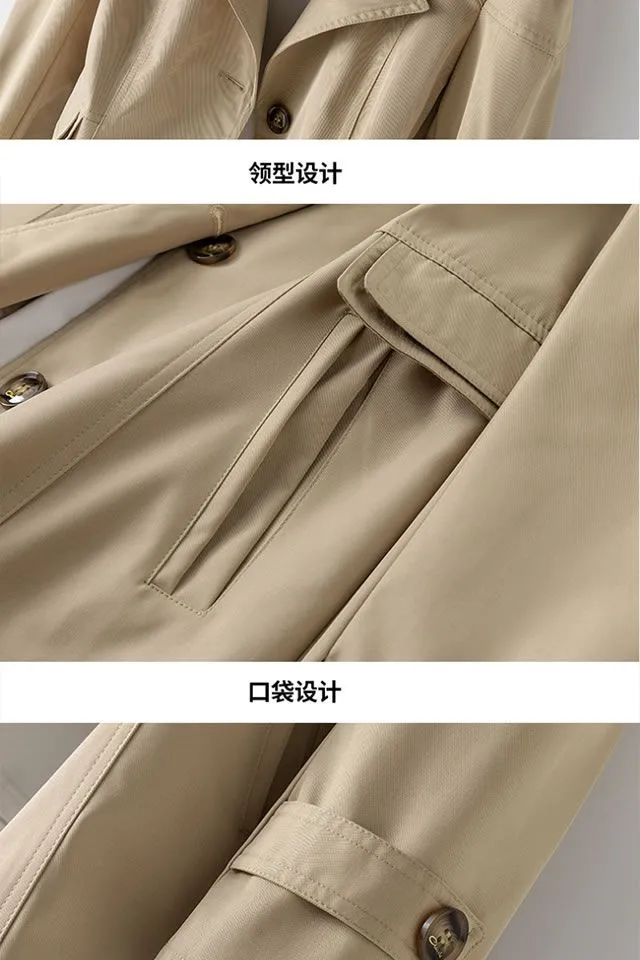 Japanese Style Women's Loose Solid Color Mid-Length Trench Coat