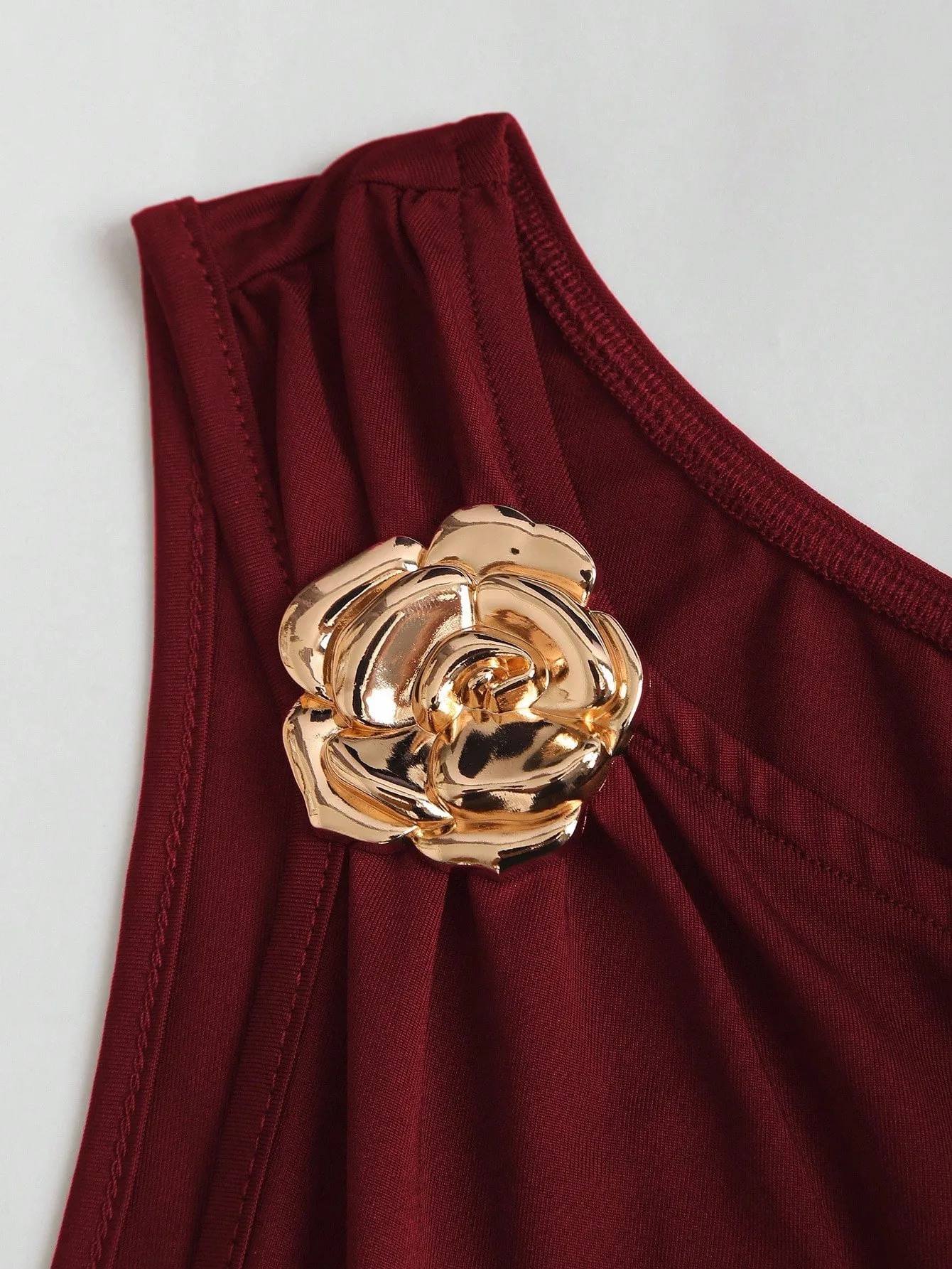 Solid Color Sleeveless Sheath Dress with Oblique Collar in Polyester Fabric, Above Knee Length, Featuring Backless Design
