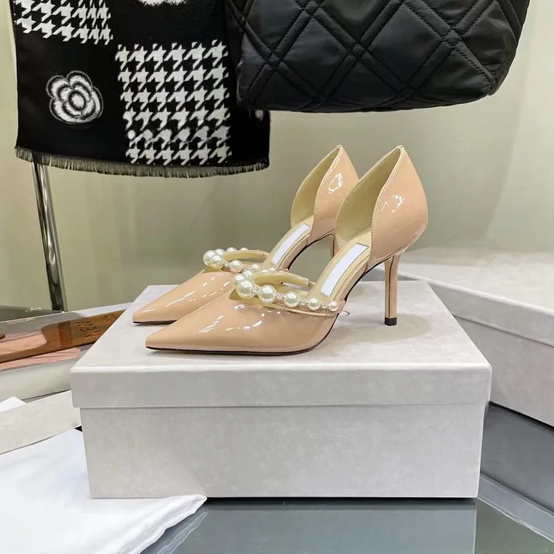 Women's High Heel Sandals with Rubber Sole and Stiletto Heel Featuring Patent Leather Upper for Spring and Summer