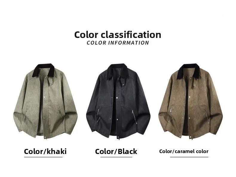 Men's Printed PU Jacket with Lapel Collar in Dyed Black, Stylish Outerwear