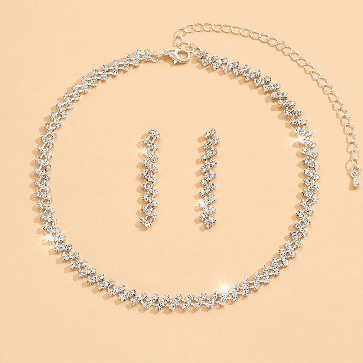 Elegant Water Droplets Necklace in Silver Featuring Copper Pendant Material with Zircon Inlay, Unisex Design