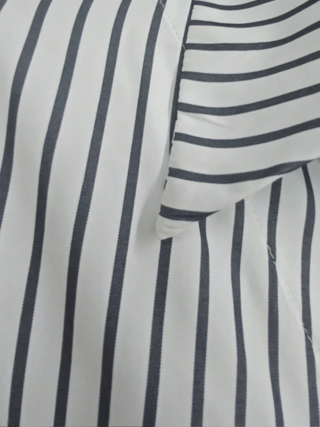 Stripe Long Sleeve Polyester Shirt for Women with Lapel Collar and Single Breasted Closure
