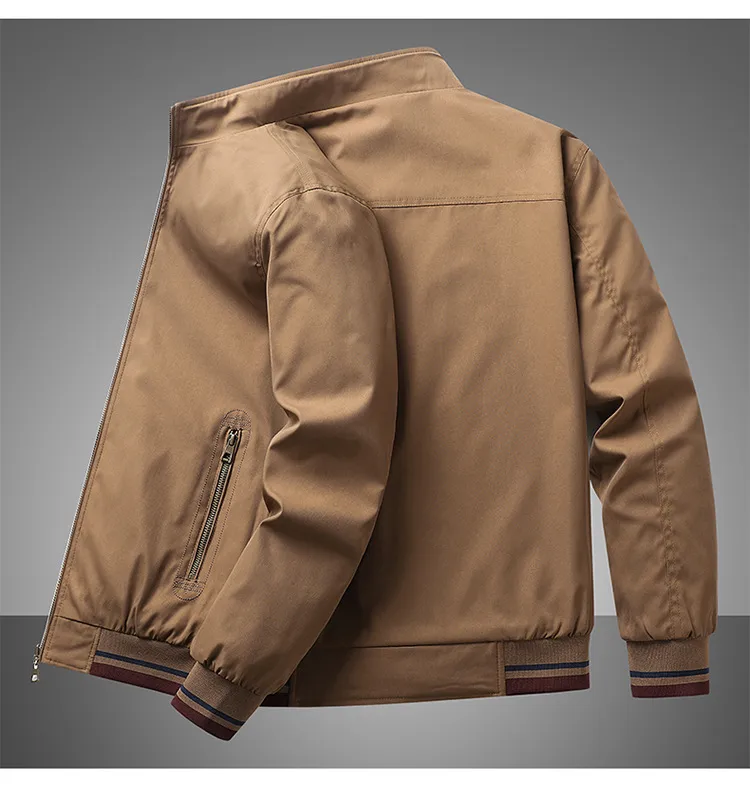 Men's Simple Style Jacket with Zipper Placket, Outerwear Jacket in Polyester Fabric Featuring Printing Pattern