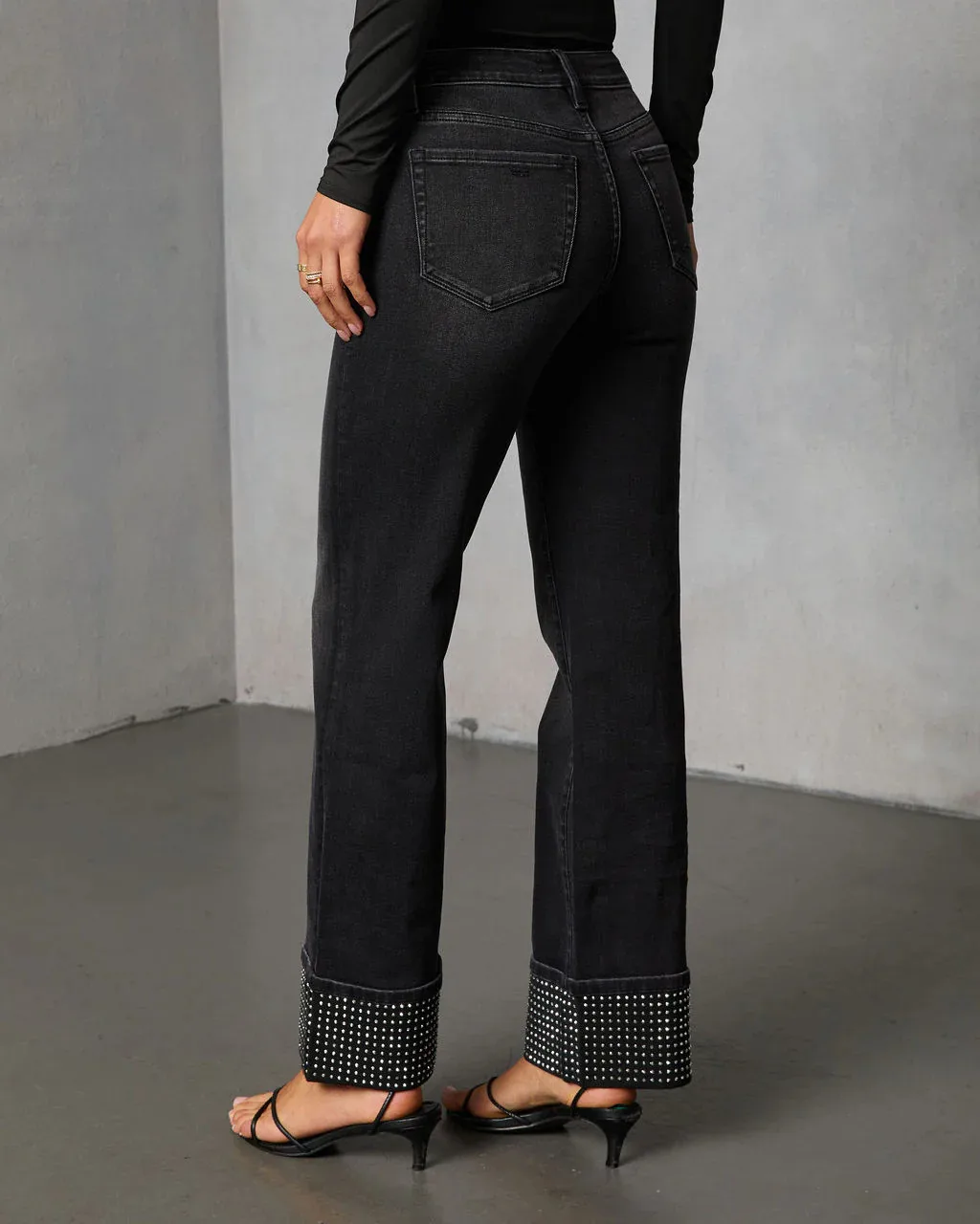 Solid Color Full Length Casual Jeans for Women in Denim Cotton Fabric with Washed Craftsmanship