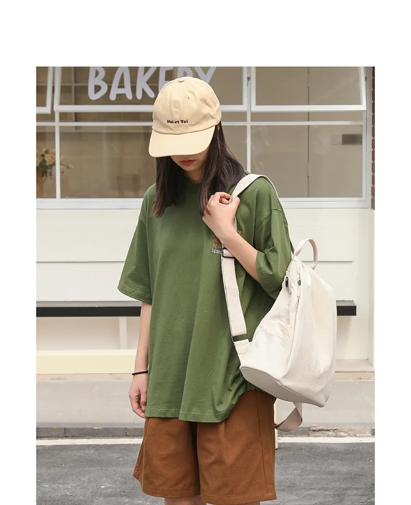 Solid Color Canvas School Backpack for Women, Soft and Comfortable, Perfect for Summer