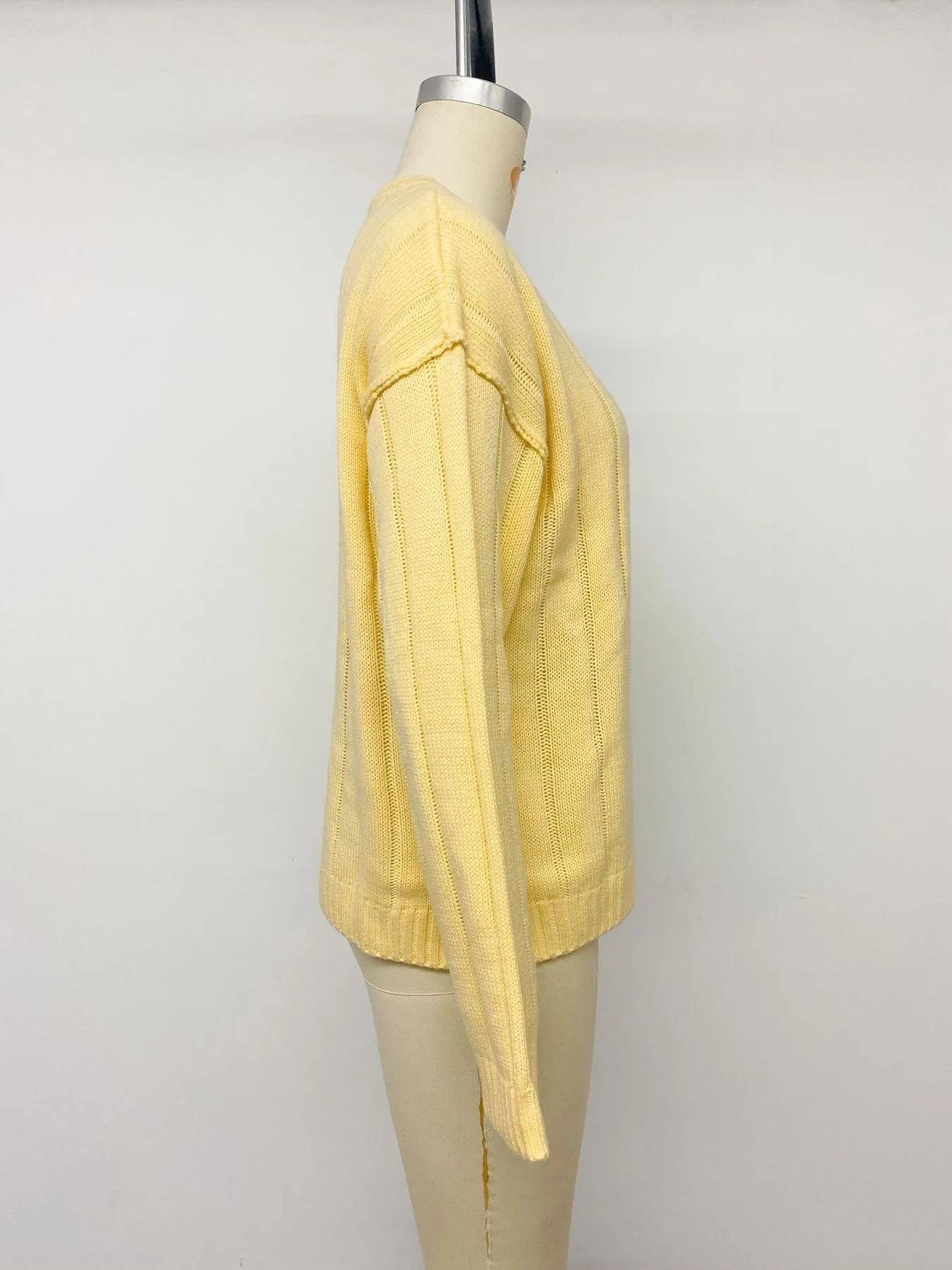 Solid Color Casual Acrylic Sweater with Long Sleeve Featuring Knitted Craft and Placket Design