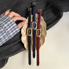 Women's Oval Dial Quartz Watch with Ordinary Glass Mirror and Pointer Display, Featuring Pin Buckle Strap